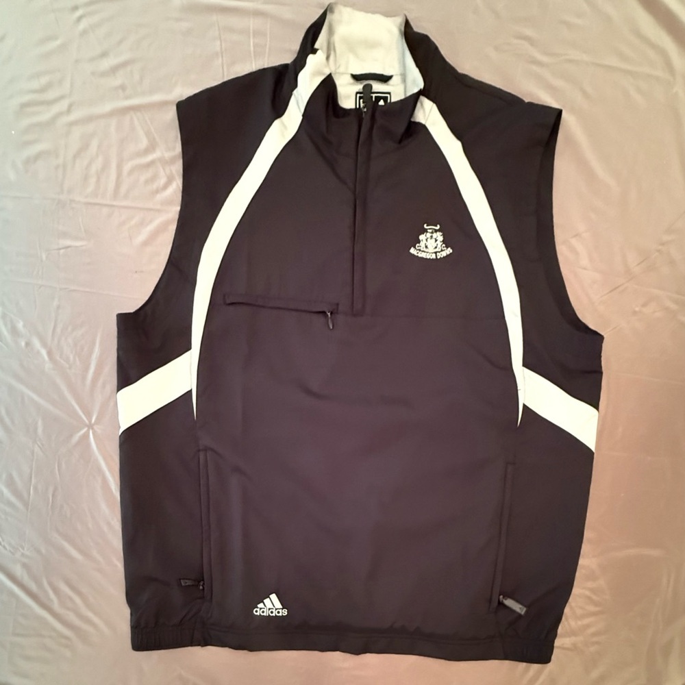 Adidas Black and White Golf Windbreaker Quarter Zip Vest Size Large - Picture 2 of 13